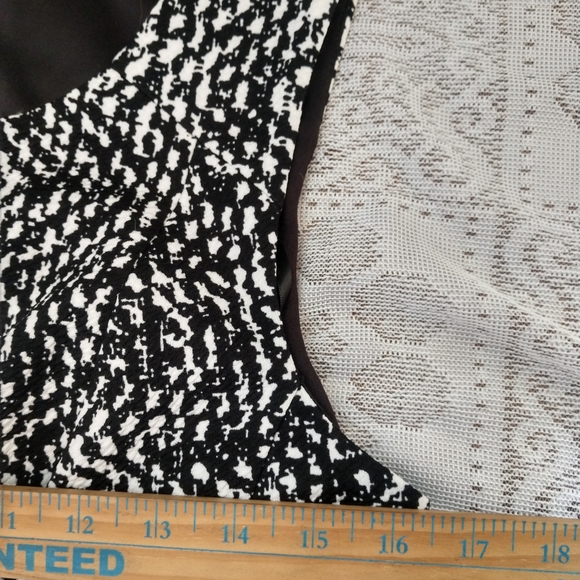 Alyx Black White Fit and Flare Pleated Mid Length Sleeveless Dress with Red Trim - Picture 6 of 8